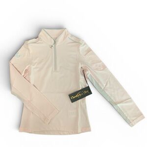Chestnut Bay M Youth Performance RidingShirt Pink QuarterZip SunShirt UPF 30 NWT